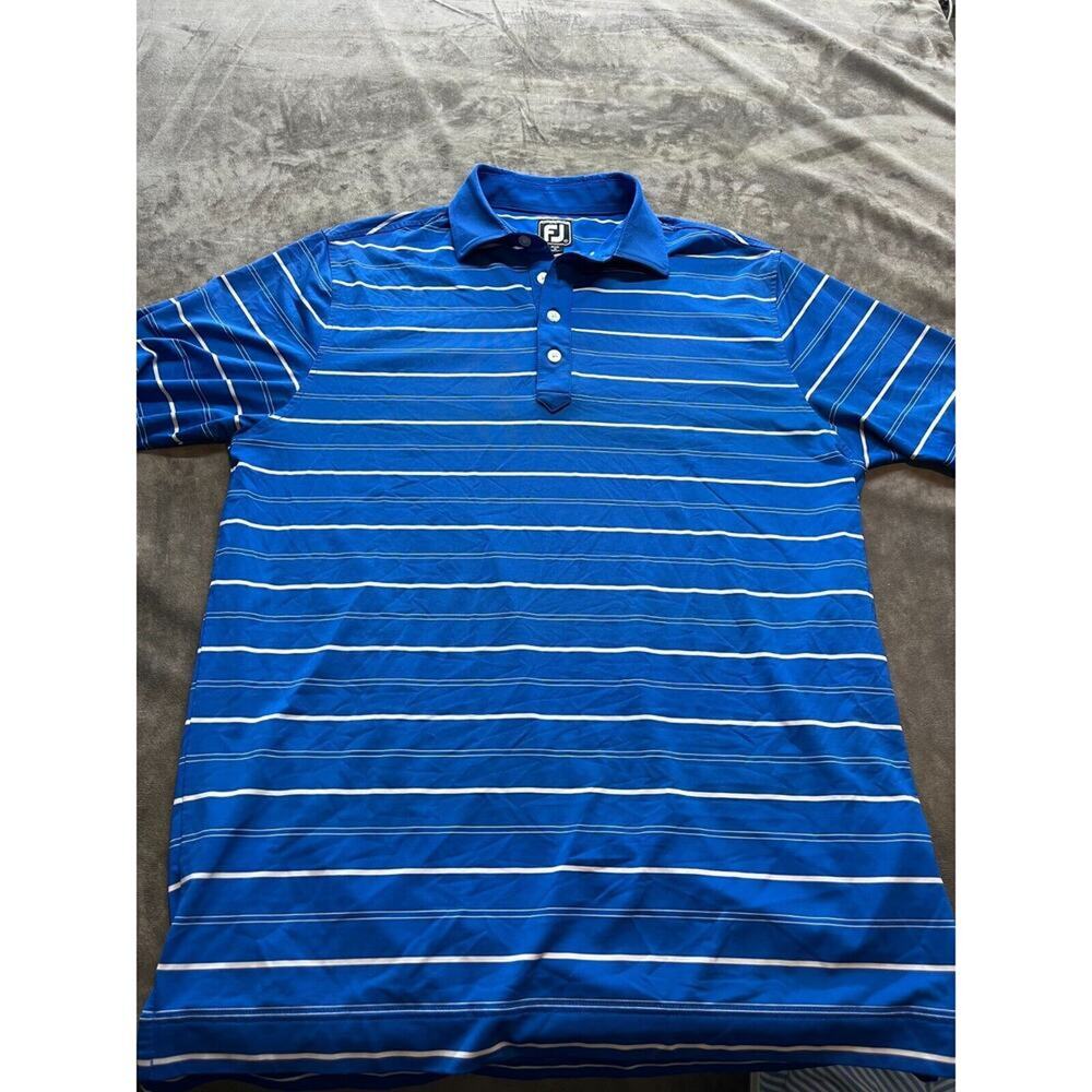 Footjoy FJ Golf Short‎ Sleeve Polo Shirt Mens Medium Striped Athletic fit
